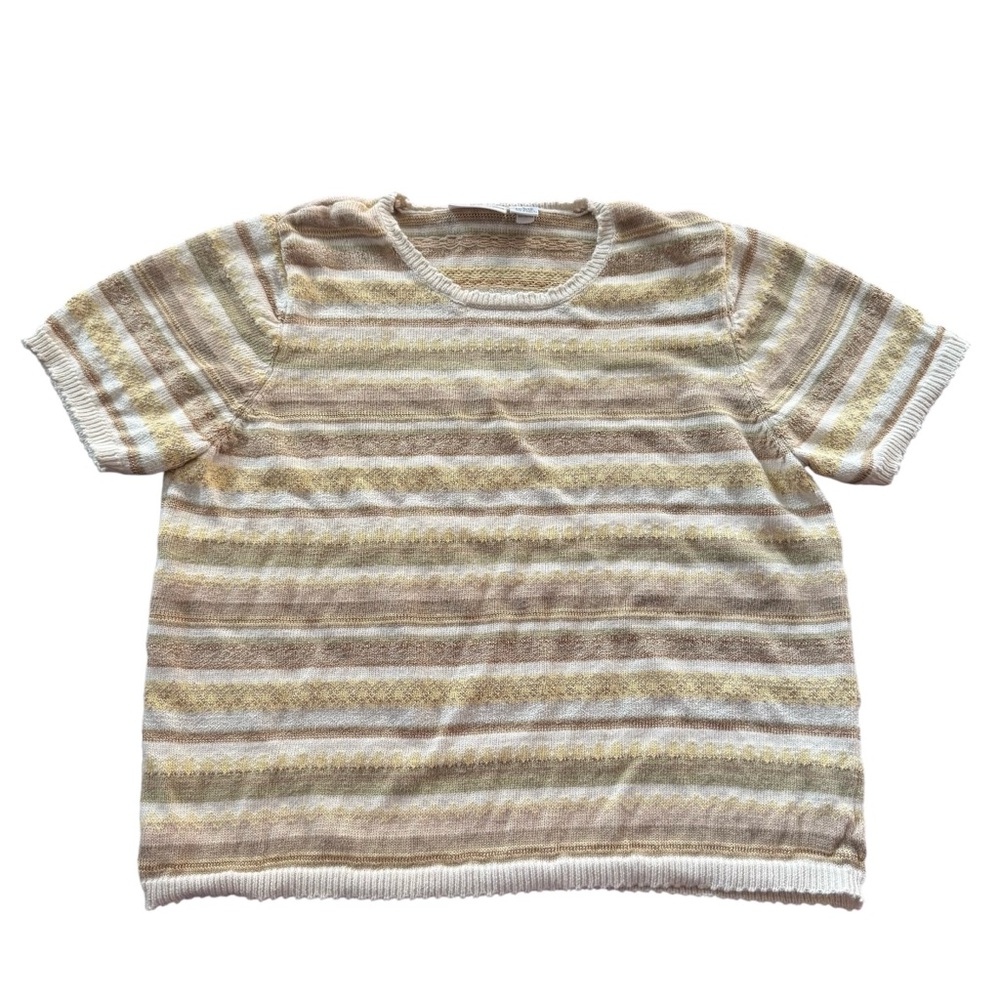 Vintage Croft & Barrow Cotton Blend Short Sleeve Striped Sweater Large
